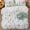 Bedsure Duvet Cover Queen Size – Reversible Terracotta Queen Duvet Cover Set with Zipper Closure, 3 Pieces Floral Patterned Bedding Set with 8 Corner Ties and 2 Pillow Shams(03 – Coconut White (No Comforter))