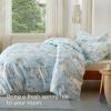 Bedsure Duvet Cover Queen Size – Reversible Terracotta Queen Duvet Cover Set with Zipper Closure, 3 Pieces Floral Patterned Bedding Set with 8 Corner Ties and 2 Pillow Shams(06 – Aqua Blue)