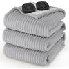 Bedsure Fluffy Bubble Faux Fur Heated Blanket Throw – Super Soft Electric Blanket, Heating with 6 Heating Levels, 4 Time Settings, 3-Hour Auto-Off, Decor Gifts for Home, White, 50×60 inches(02 – Harbor Mist)