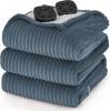 Bedsure Fluffy Bubble Faux Fur Heated Blanket Throw – Super Soft Electric Blanket, Heating with 6 Heating Levels, 4 Time Settings, 3-Hour Auto-Off, Decor Gifts for Home, White, 50×60 inches(01 – Grey)