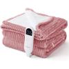 Bedsure Fluffy Bubble Faux Fur Heated Blanket Throw – Super Soft Electric Blanket, Heating with 6 Heating Levels, 4 Time Settings, 3-Hour Auto-Off, Decor Gifts for Home, White, 50×60 inches(07 – Pink)
