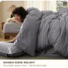 Bedsure Striped Duvet Cover Queen Size,100% Washed Cotton Duvet Cover Linen Like Textured, Classic Striped Pattern Enhances Bedroom Comfort and Style, Stripes Olive Green, 90″x90″(04 – Stripes – Grey (No Comforter))