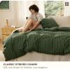 Bedsure Striped Duvet Cover Queen Size,100% Washed Cotton Duvet Cover Linen Like Textured, Classic Striped Pattern Enhances Bedroom Comfort and Style, Stripes Olive Green, 90″x90″(03 – Stripes – Olive Green (No Comforter))
