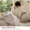 Bedsure Striped Duvet Cover Queen Size,100% Washed Cotton Duvet Cover Linen Like Textured, Classic Striped Pattern Enhances Bedroom Comfort and Style, Stripes Olive Green, 90″x90″(01 – Stripes – Tan/White (No Comforter))
