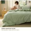 Bedsure Striped Duvet Cover Queen Size,100% Washed Cotton Duvet Cover Linen Like Textured, Classic Striped Pattern Enhances Bedroom Comfort and Style, Stripes Olive Green, 90″x90″(06 – Gingham – Sage Green (No Comforter))
