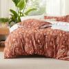 Bedsure Duvet Cover Queen Size – Reversible Terracotta Queen Duvet Cover Set with Zipper Closure, 3 Pieces Floral Patterned Bedding Set with 8 Corner Ties and 2 Pillow Shams(02 – Terracotta (No Comforter))