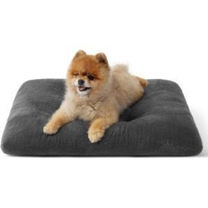Bedsure Washable Dog Crate Bed Large Sized Dog, Comfort Fluffy Plush Pet Pillow Bed Kennel Pad with Non-Slip Bottom, Machine Washable Pet Sleeping Mat, 35″x23″, Gray(Dark Gray)