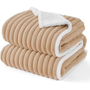 Bedsure Waterproof Dog Blankets for Large Dogs – Soft Pet Cat Blanket Corduroy Fleece for Couch Bed Protector Washable, Cozy Calming Reversible Furniture Protection for Puppy,50″x60″, Warm Grey(Sandy Beige)