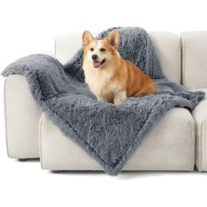 Bedsure Waterproof Dog Blankets for Medium Dogs – Calming Cat Blanket for Couch Protector Washable, Long Faux Fur Pet Throw Blanket for Puppy, Reversible Furniture Protection, 30″x40″, Cream(Grey)