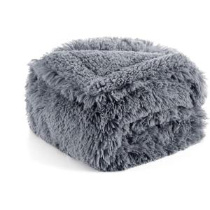 Bedsure Waterproof Dog Blankets for Small Dogs – Cat Blanket for Couch Protector Washable Long Faux Fur,Calming Soft Reversible Throw Furniture Protection for Puppy Pet, 25″x35″, Tie-dye Grey(Grey)