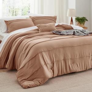 Bedsure Light Pink Twin XL Comforter Set – 3 Pieces Pinch Pleat Bed Set, Down Alternative Bedding Sets for All Season, 1 Comforter, 1 Pillowcase, 1 Decorative Pillow(19 – Taupe)
