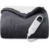 Bedsure Faux Fur Heated Blanket Throw Blanket, Fast Heating Fluffy Electric Blanket, Heated Throw with 4 Time Settings & 6 Heating Settings, Cozy Gifts for Women Men(50×60 inches, Cream)(08 – Dark Grey)