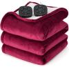 Bedsure Faux Fur Heated Blanket Throw Blanket, Fast Heating Fluffy Electric Blanket, Heated Throw with 4 Time Settings & 6 Heating Settings, Cozy Gifts for Women Men(50×60 inches, Cream)(04 – Burgundy)