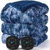 Bedsure Faux Fur Heated Blanket Throw Blanket, Fast Heating Fluffy Electric Blanket, Heated Throw with 4 Time Settings & 6 Heating Settings, Cozy Gifts for Women Men(50×60 inches, Cream)(25 – Denim Blue)