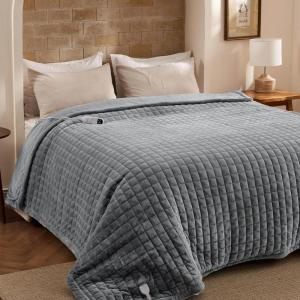 Bedsure Faux Fur Heated Blanket Throw Blanket, Fast Heating Fluffy Electric Blanket, Heated Throw with 4 Time Settings & 6 Heating Settings, Cozy Gifts for Women Men(50×60 inches, Cream)(17 – Formal Gray)
