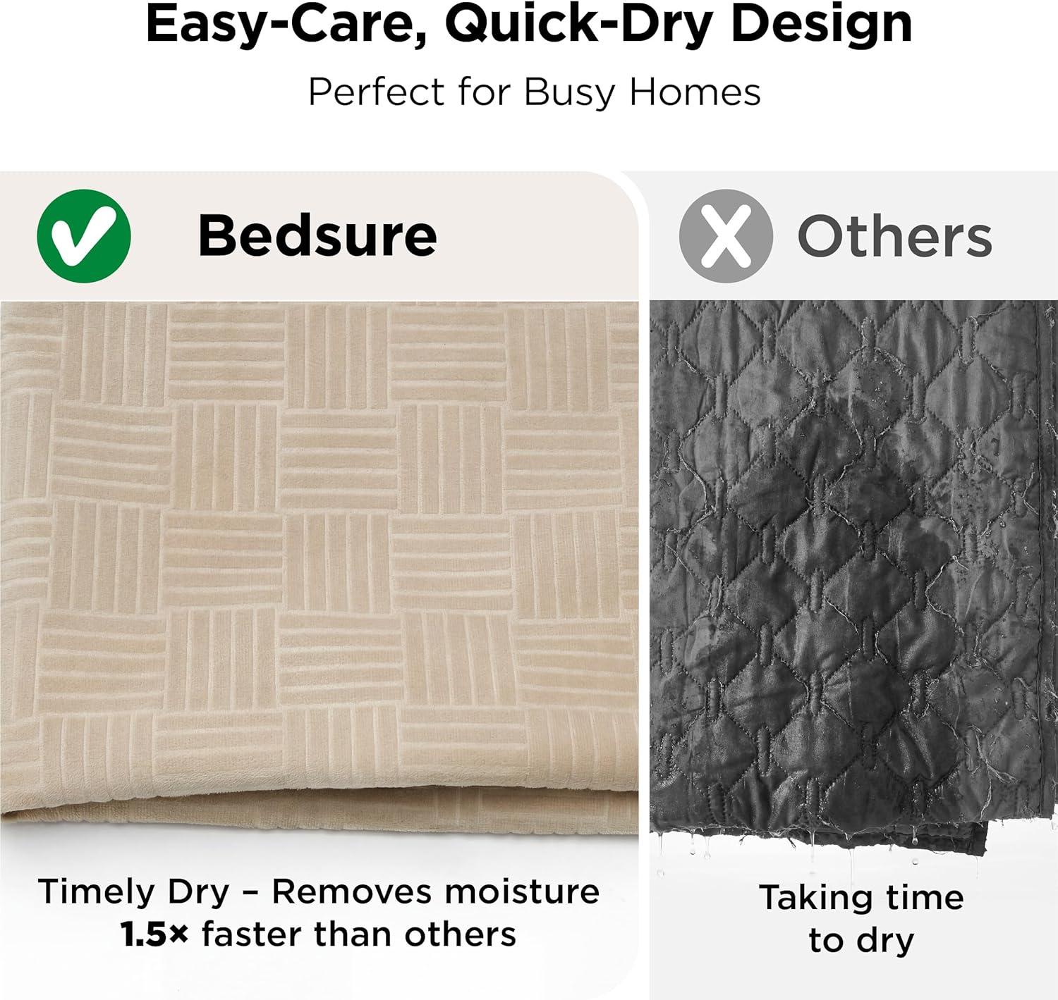 imageBedsure Waterproof Couch Cover for Dogs Washable Waterproof Blanket for Couch Sofa Cozy Lightweight Furniture Protector for Pet Cat Quick Drying Puppy Ash Grey 30x70INSandy Tan