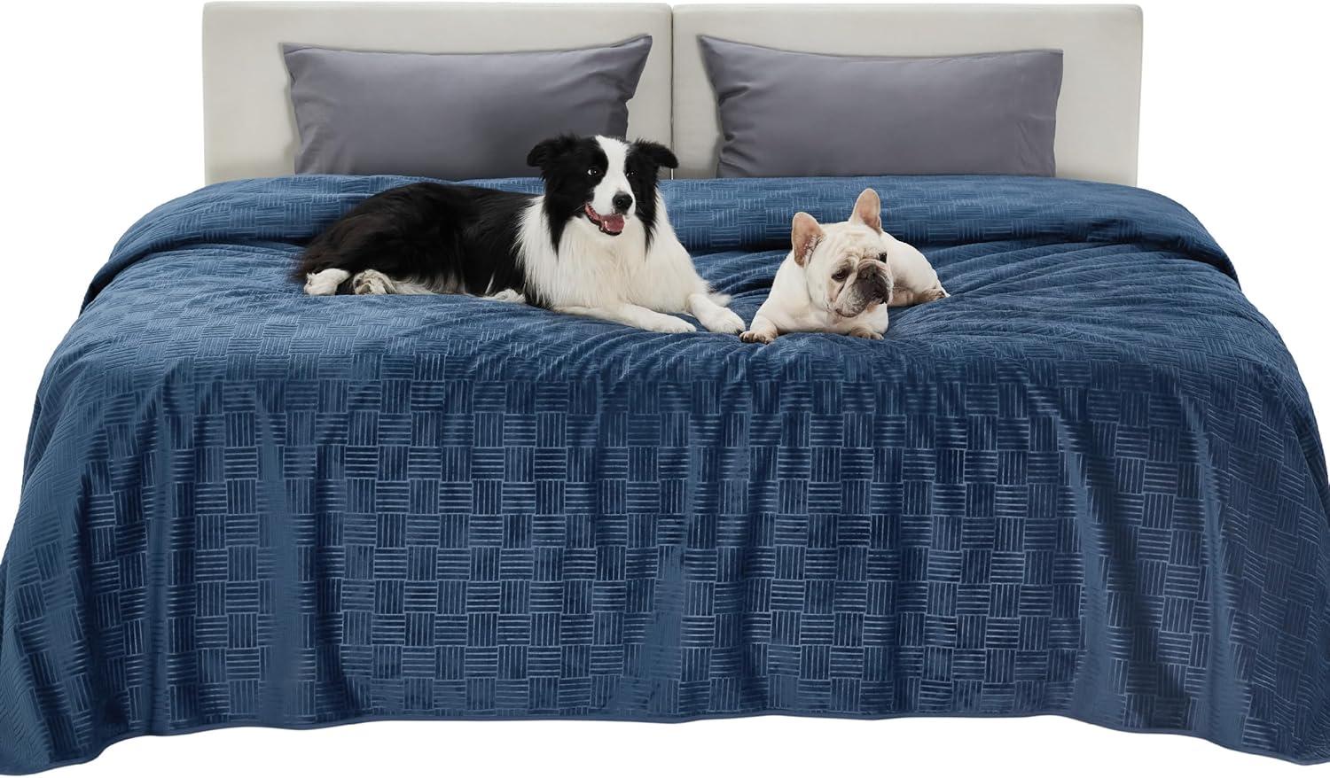 imageBedsure Waterproof Couch Cover for Dogs Washable Waterproof Blanket for Couch Sofa Cozy Lightweight Furniture Protector for Pet Cat Quick Drying Puppy Ash Grey 30x70INNavy
