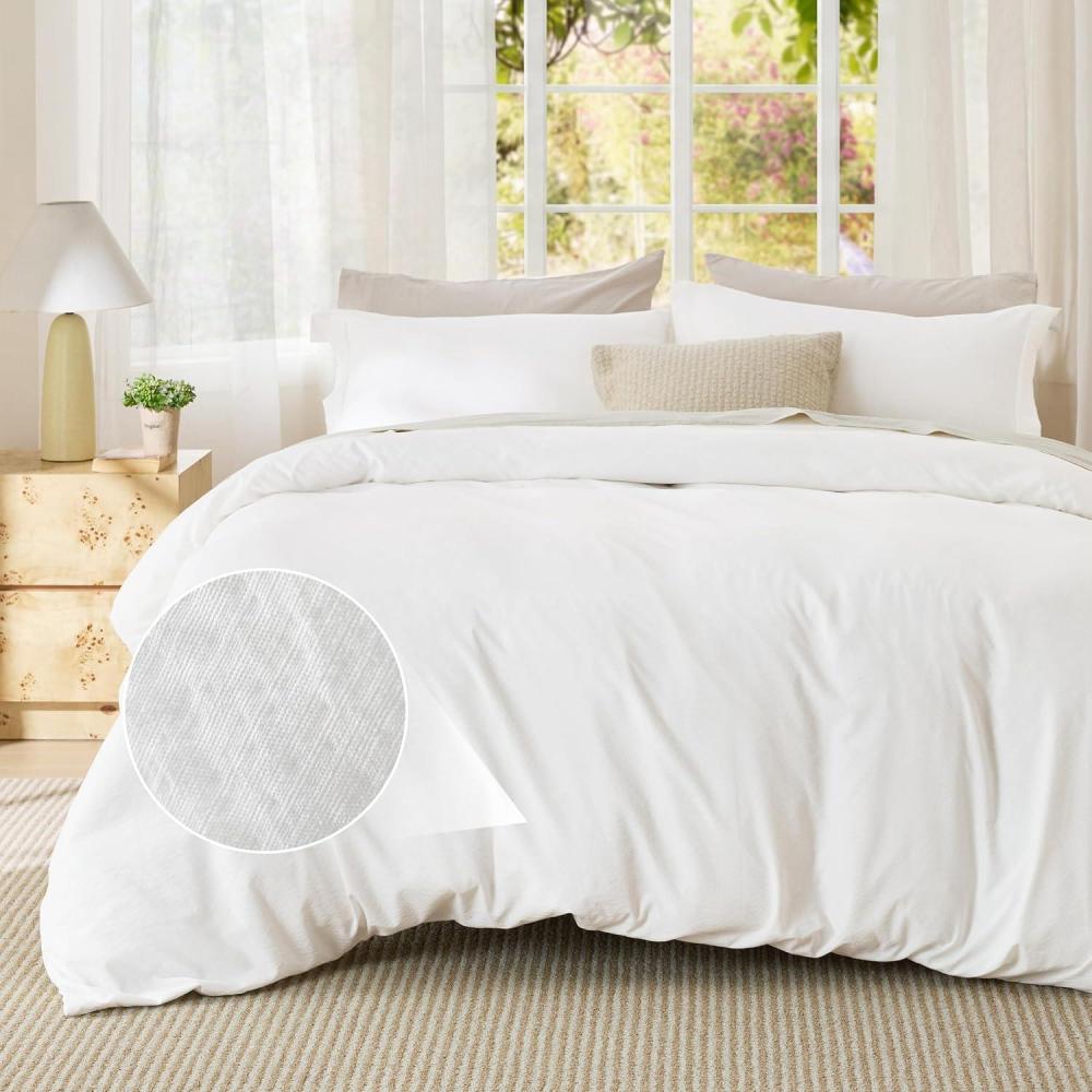 imageBedsure Rose Pink Duvet Cover Queen Size  3 Pieces Prewashed Extra Soft Bedding Set Includes 1 Duvet Cover 90x90 Inches with Zipper Closure amp 2 Pillow Shams Comforter Not Included13  White No Comforter