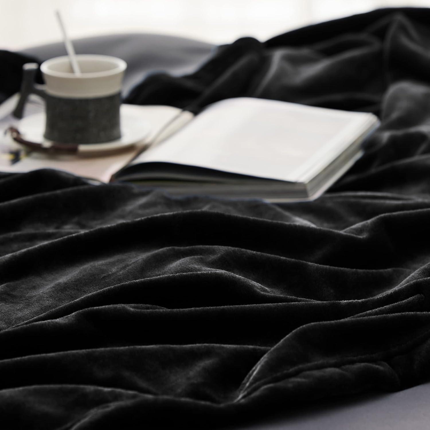 imageBedsure GentleSoft Fleece Bed Blankets Large Size Grey Soft Lightweight Fuzzy Cozy Luxury Oversized King Blanket Microfiber Room Home Decor Gifts for Women and Men 120x120 inches03 Black