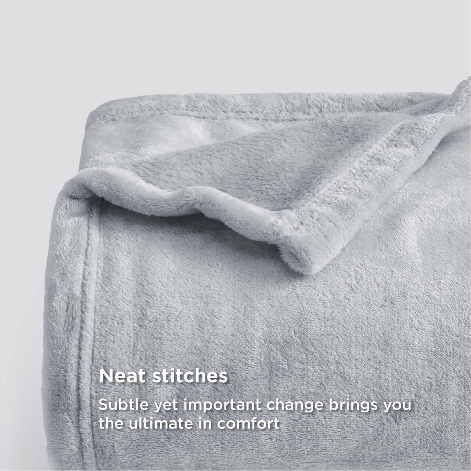 imageBedsure GentleSoft Fleece Bed Blankets Large Size Grey Soft Lightweight Fuzzy Cozy Luxury Oversized King Blanket Microfiber Room Home Decor Gifts for Women and Men 120x120 inchesLight Grey