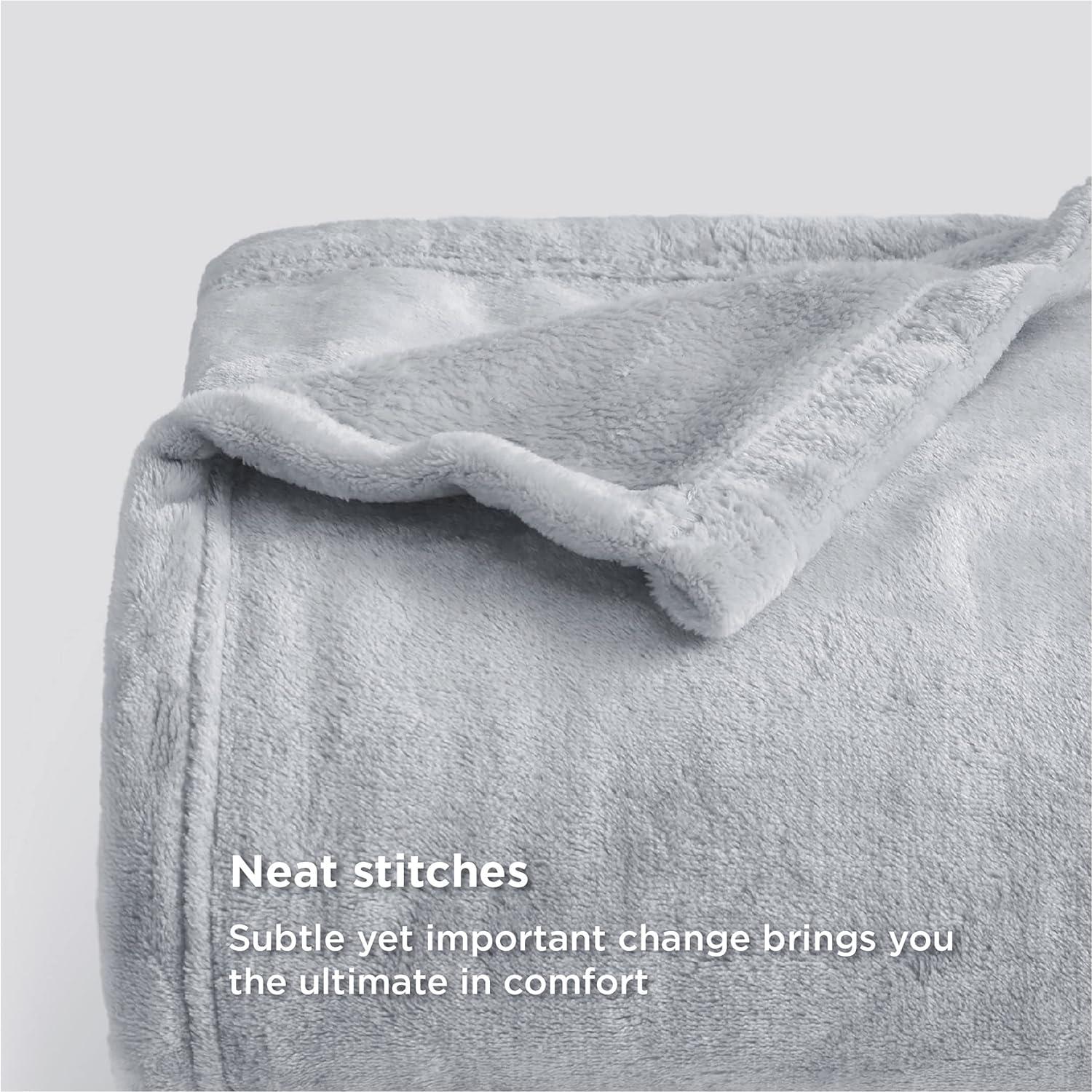 imageBedsure GentleSoft Fleece Bed Blankets Large Size Grey Soft Lightweight Fuzzy Cozy Luxury Oversized King Blanket Microfiber Room Home Decor Gifts for Women and Men 120x120 inchesLight Grey