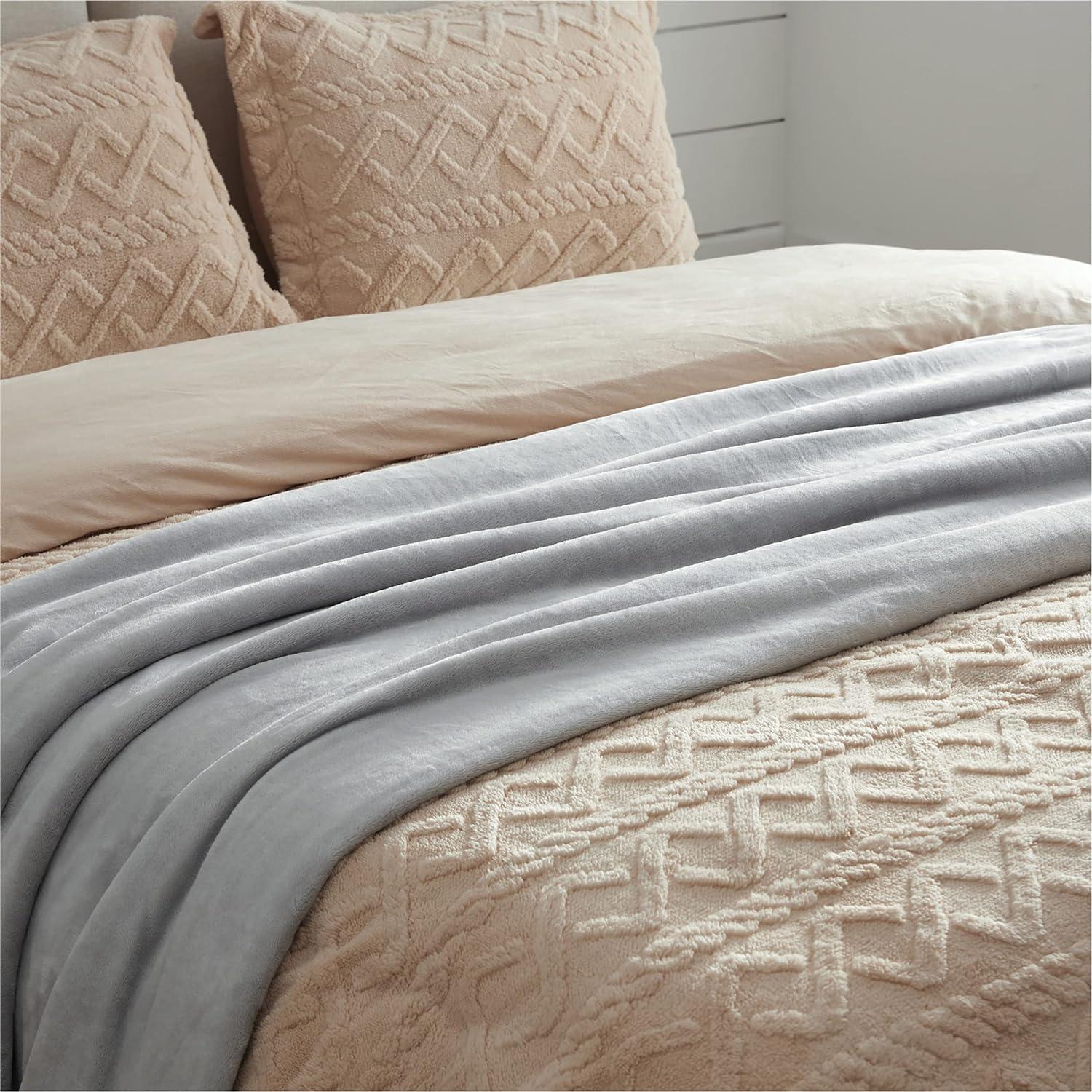 imageBedsure GentleSoft Fleece Bed Blankets Large Size Grey Soft Lightweight Fuzzy Cozy Luxury Oversized King Blanket Microfiber Room Home Decor Gifts for Women and Men 120x120 inchesLight Grey