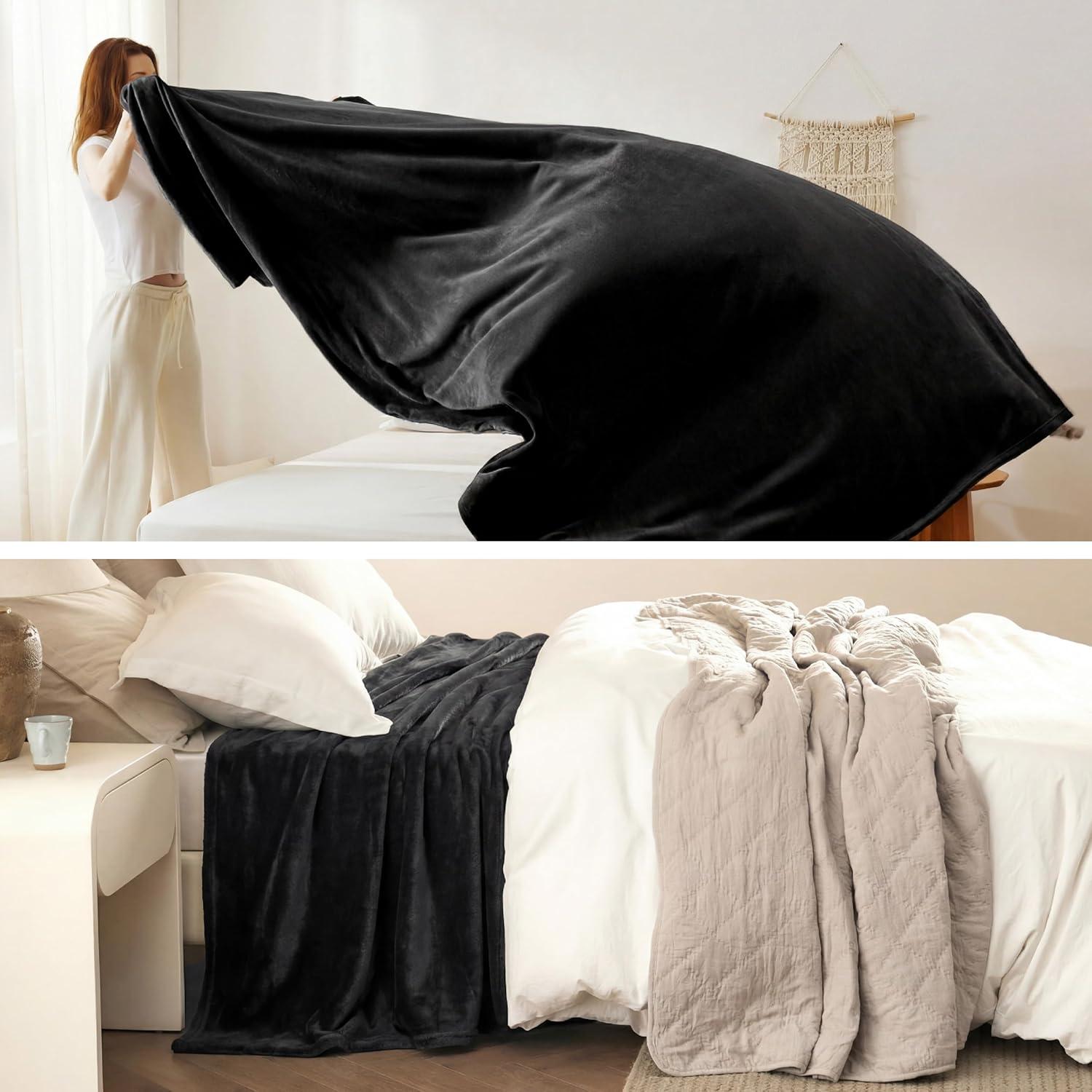 imageBedsure GentleSoft Fleece Bed Blankets Large Size Grey Soft Lightweight Fuzzy Cozy Luxury Oversized King Blanket Microfiber Room Home Decor Gifts for Women and Men 120x120 inches03 Black