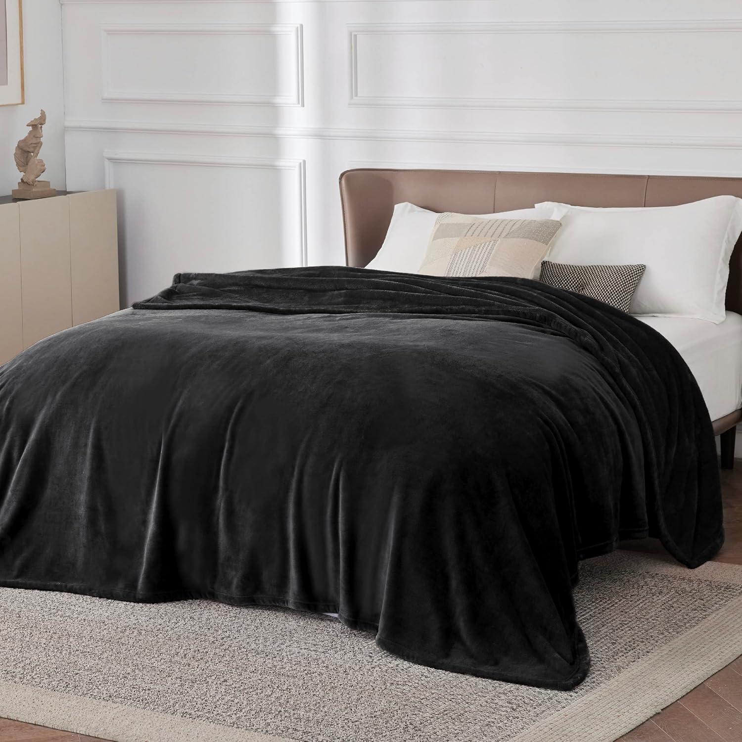 imageBedsure GentleSoft Fleece Bed Blankets Large Size Grey Soft Lightweight Fuzzy Cozy Luxury Oversized King Blanket Microfiber Room Home Decor Gifts for Women and Men 120x120 inches03 Black
