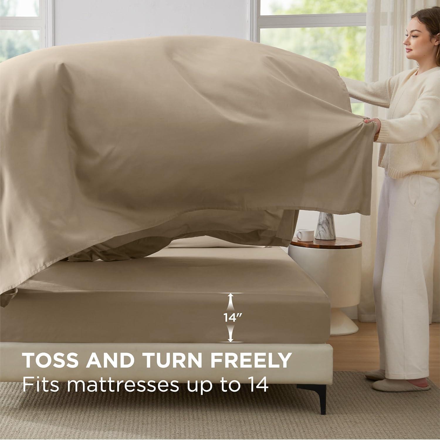 imageBedsure Twin XL Comforter Set Extra Long 5 Pieces Beige Twin XL Bedding Set for All Seasons Boho Contrasting Design Bed in a Bag with Comforter Sheets Pillowcase amp Sham16 Light BeigeKhaki