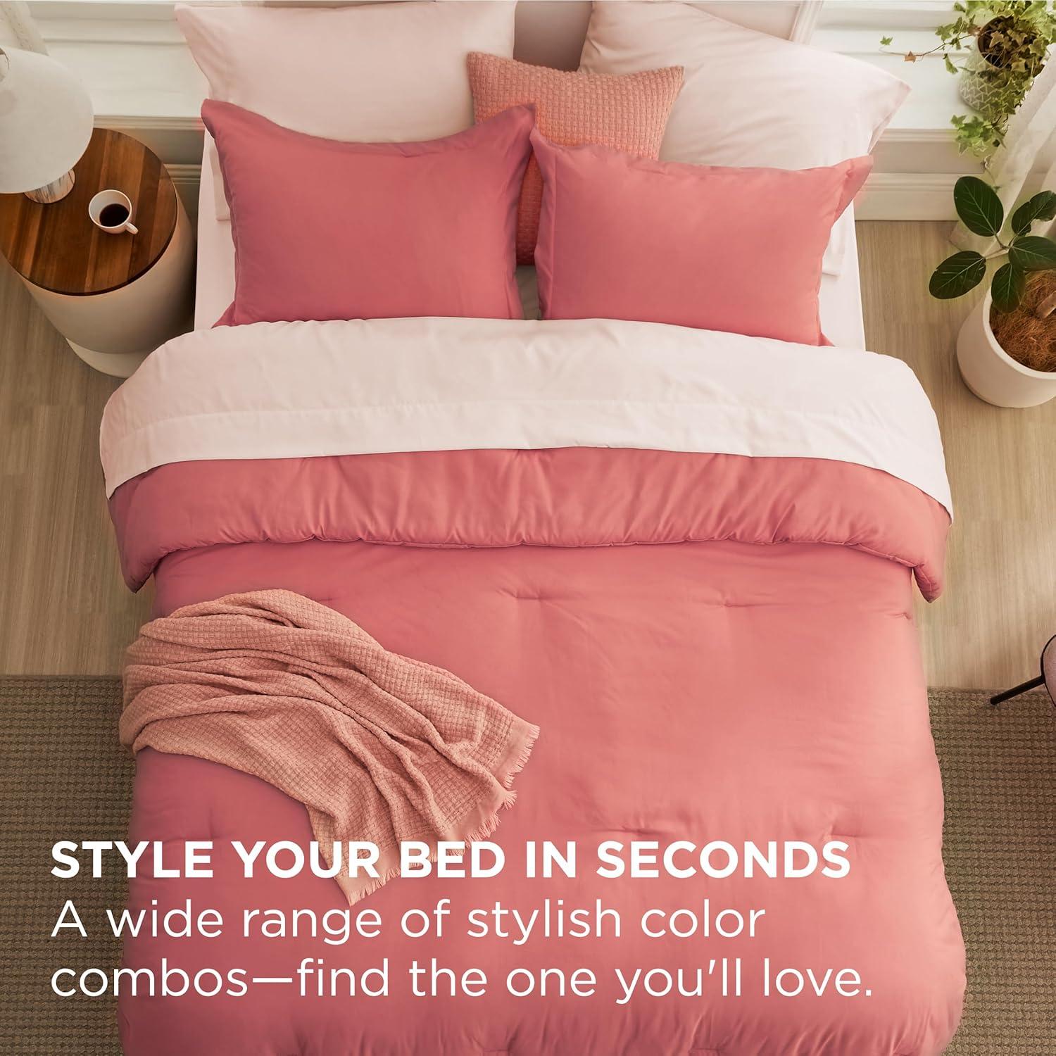 imageBedsure Twin XL Comforter Set Extra Long 5 Pieces Beige Twin XL Bedding Set for All Seasons Boho Contrasting Design Bed in a Bag with Comforter Sheets Pillowcase amp Sham13 CoralPink