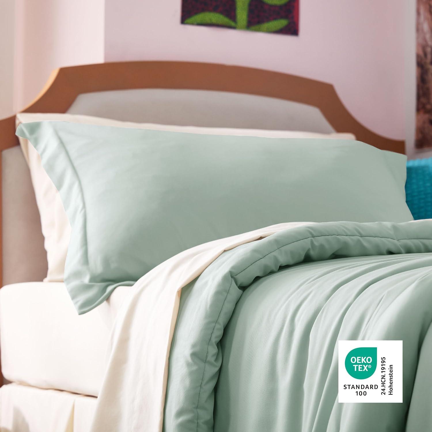 imageBedsure Twin XL Comforter Set Extra Long 5 Pieces Beige Twin XL Bedding Set for All Seasons Boho Contrasting Design Bed in a Bag with Comforter Sheets Pillowcase amp Sham01 Sage GreenBeige