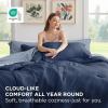 Bedsure Twin XL Comforter Set – Extra Long 5 Pieces Black Twin XL Bedding Set for All Seasons, Boho Contrasting Design Bed in a Bag with Comforter, Sheets, Pillowcase & Sham(05 – Navy Blue/Ashley Blue)