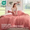 Bedsure Twin XL Comforter Set – Extra Long 5 Pieces Black Twin XL Bedding Set for All Seasons, Boho Contrasting Design Bed in a Bag with Comforter, Sheets, Pillowcase & Sham(13 – Coral/Pink)