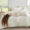 Bedsure Twin XL Comforter Set – Extra Long 5 Pieces Black Twin XL Bedding Set for All Seasons, Boho Contrasting Design Bed in a Bag with Comforter, Sheets, Pillowcase & Sham(03 – White/Beige)