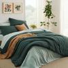 Bedsure Twin XL Comforter Set – Extra Long 5 Pieces Black Twin XL Bedding Set for All Seasons, Boho Contrasting Design Bed in a Bag with Comforter, Sheets, Pillowcase & Sham(07 – Forest Green/Sage Green)