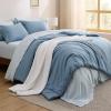 Bedsure Twin XL Comforter Set – Extra Long 5 Pieces Black Twin XL Bedding Set for All Seasons, Boho Contrasting Design Bed in a Bag with Comforter, Sheets, Pillowcase & Sham(04 – Grayish Blue/Baby Blue)