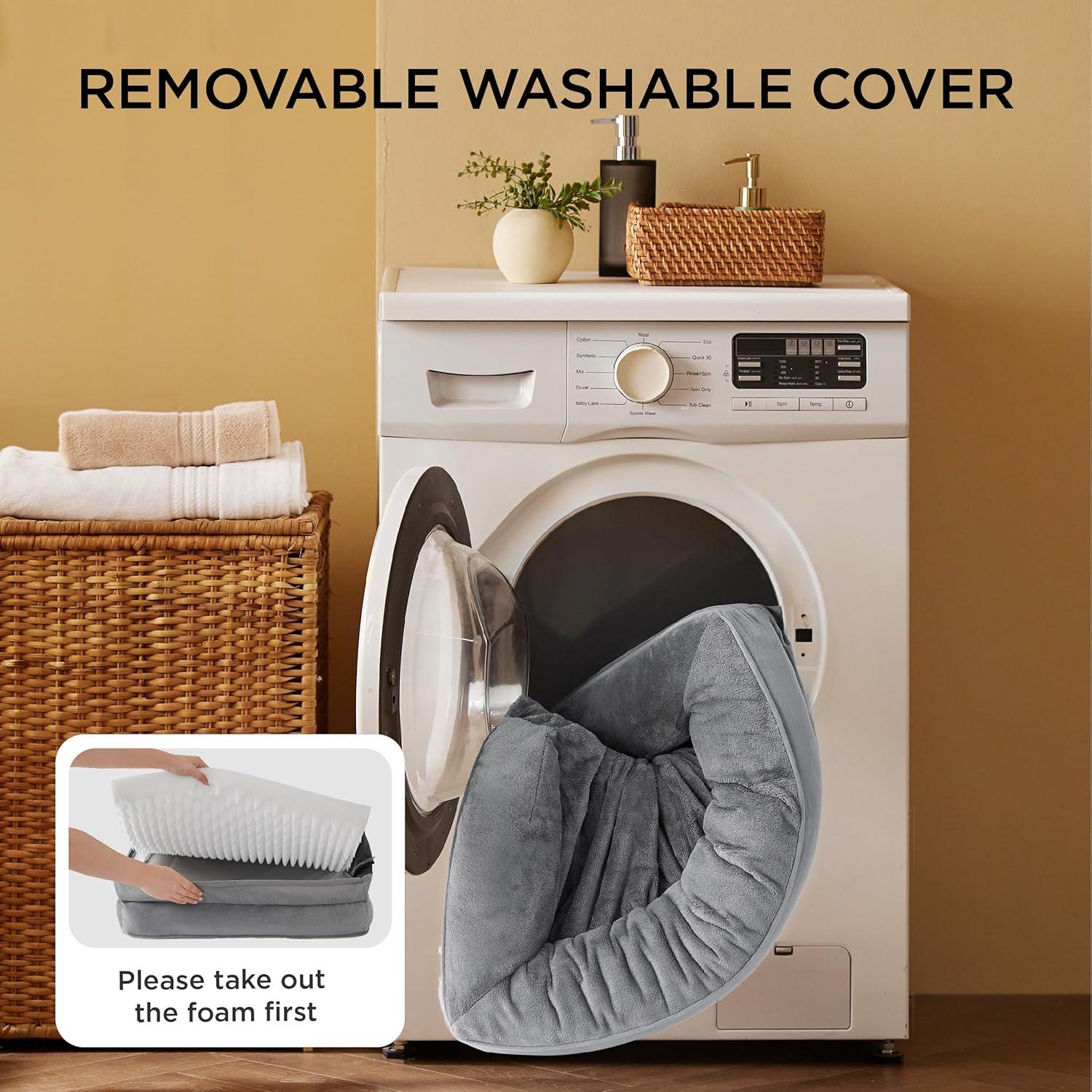 imageBedsure L Plus Cooling Dog Bed for Large Dogs Orthopedic Dog Cat Cooling Bed Washable Big Comfort Dogs Couch Sofa with Waterproof Removable Cover Pet Bed with Nonskid Bottom Cooling Blue 38Ether Grey