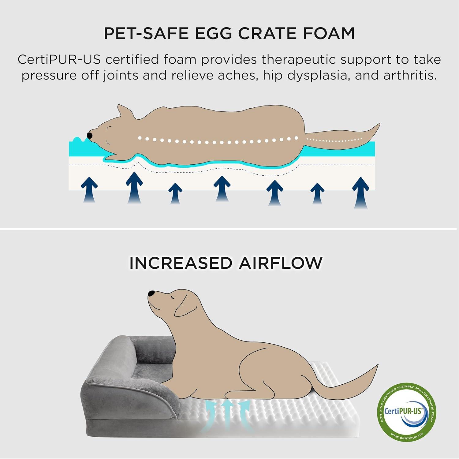 imageBedsure L Plus Cooling Dog Bed for Large Dogs Orthopedic Dog Cat Cooling Bed Washable Big Comfort Dogs Couch Sofa with Waterproof Removable Cover Pet Bed with Nonskid Bottom Cooling Blue 38Ember Clay