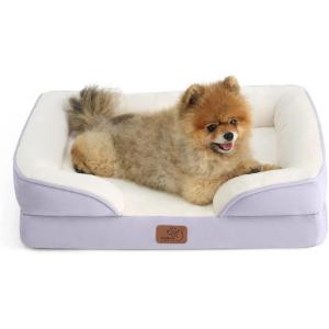 Bedsure L Plus Cooling Dog Bed for Large Dogs – Orthopedic Dog Cat Cooling Bed Washable, Big Comfort Dogs Couch Sofa with Waterproof Removable Cover, Pet Bed with Nonskid Bottom, Cooling Blue, 38″(Lavender)