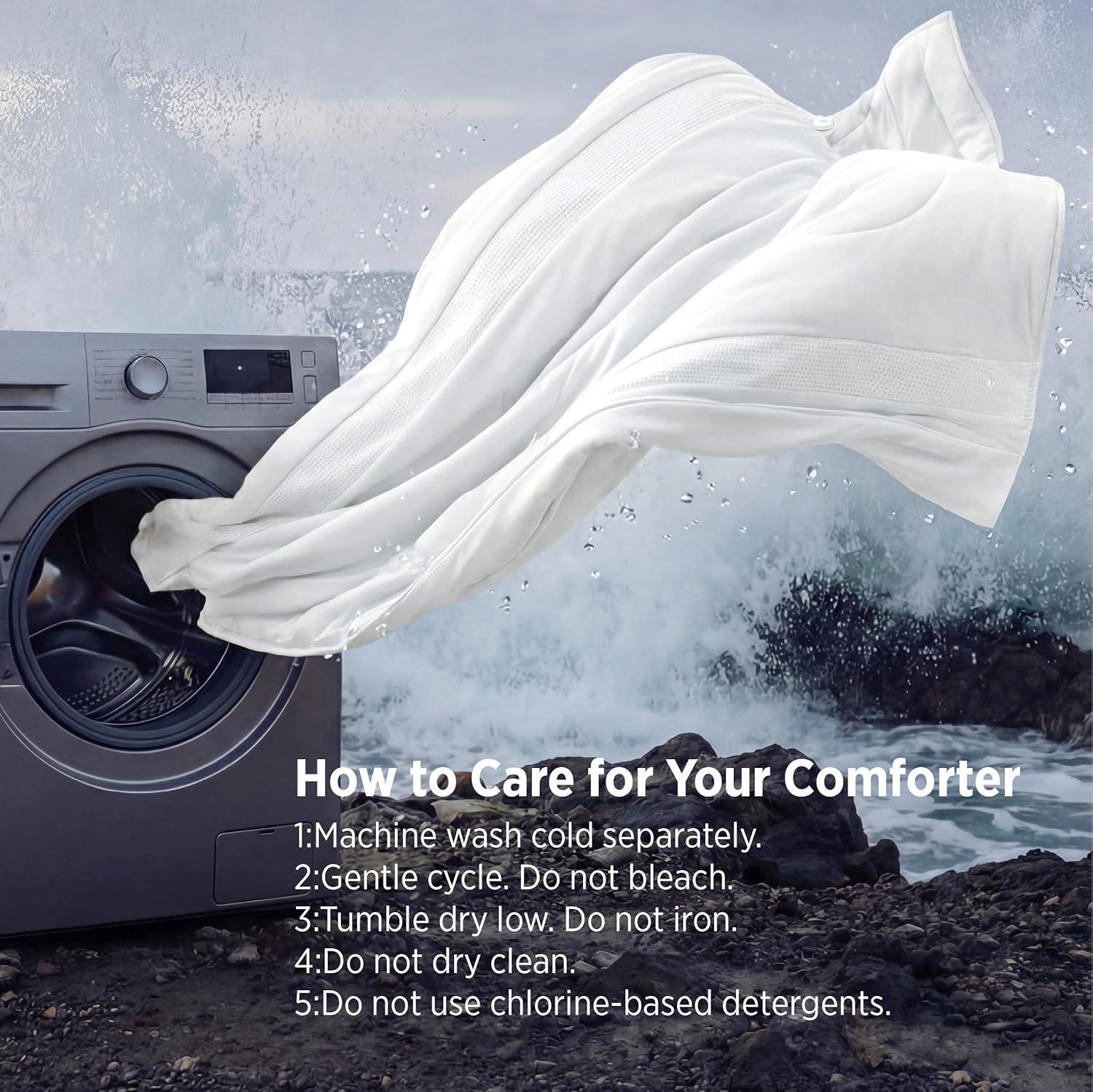 imageBedsure Cooling Comforter Queen Size Cooling Blankets for Hot Sleepers QMaxgt045 amp 4X Breathable Summer Comforter Bedding for Night Sweats CoolOxy Lightweight Duvet Blue 90x90 InchesWhite