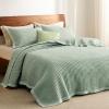 Bedsure Navy Quilts Queen Size – Queen Quilt Bedding Set Bedspread Coverlet, Lightweight Neutral Striped Bedding, 3-Piece Set with 90″x96″ Coverlet & 2 Pillow Shams, All-Season Soft Microfiber(10 – Green (Contrast Border))