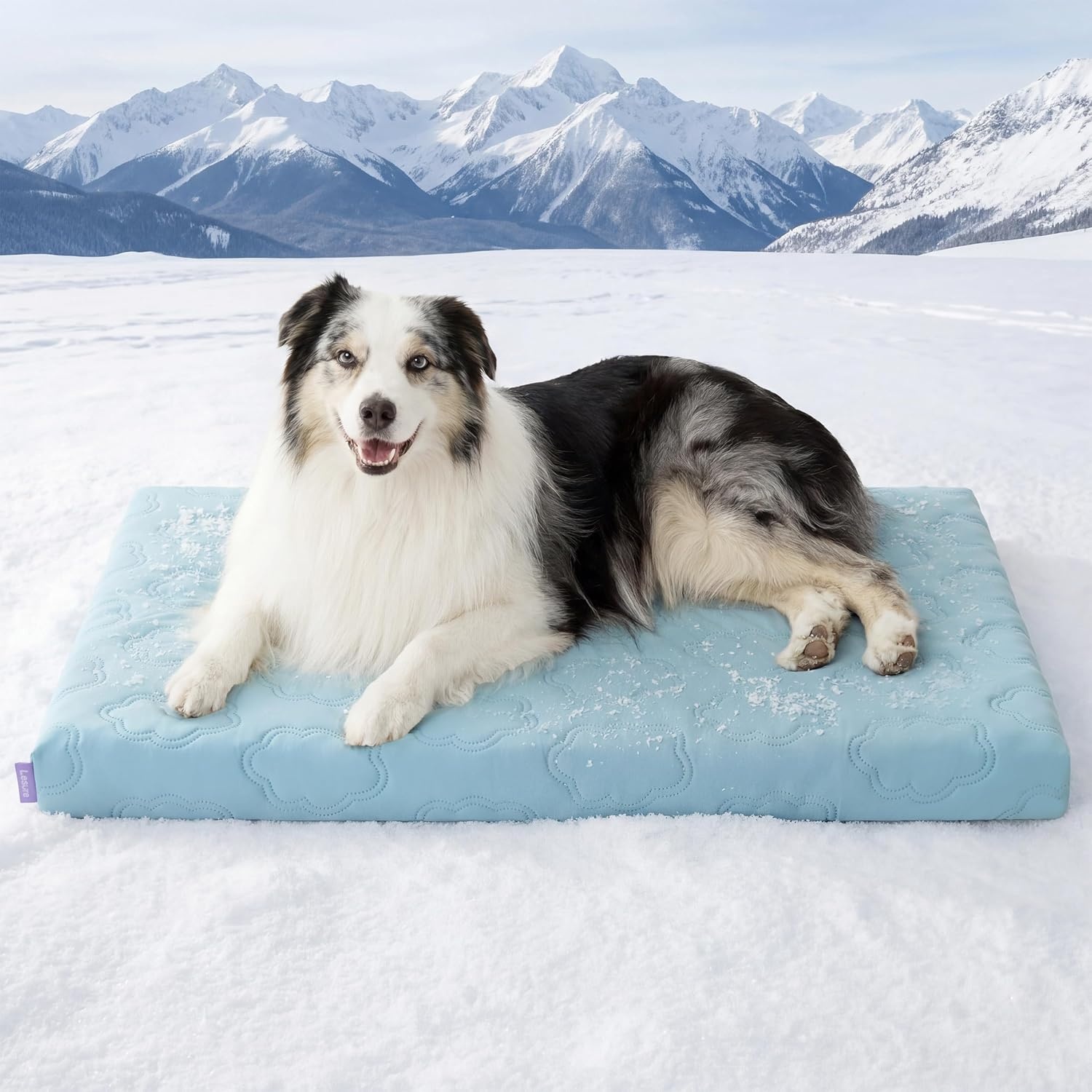 imageLE SURE Cooling Dog Beds Large Sized Dog QMaxgt05 Cooling Mat with Removable Washable Cover Breathable Orthopedic Egg Crate Foam NonSlip Summer Pad for ActiveSeniorLongHaired Pets 35x22 InchCooling Blue