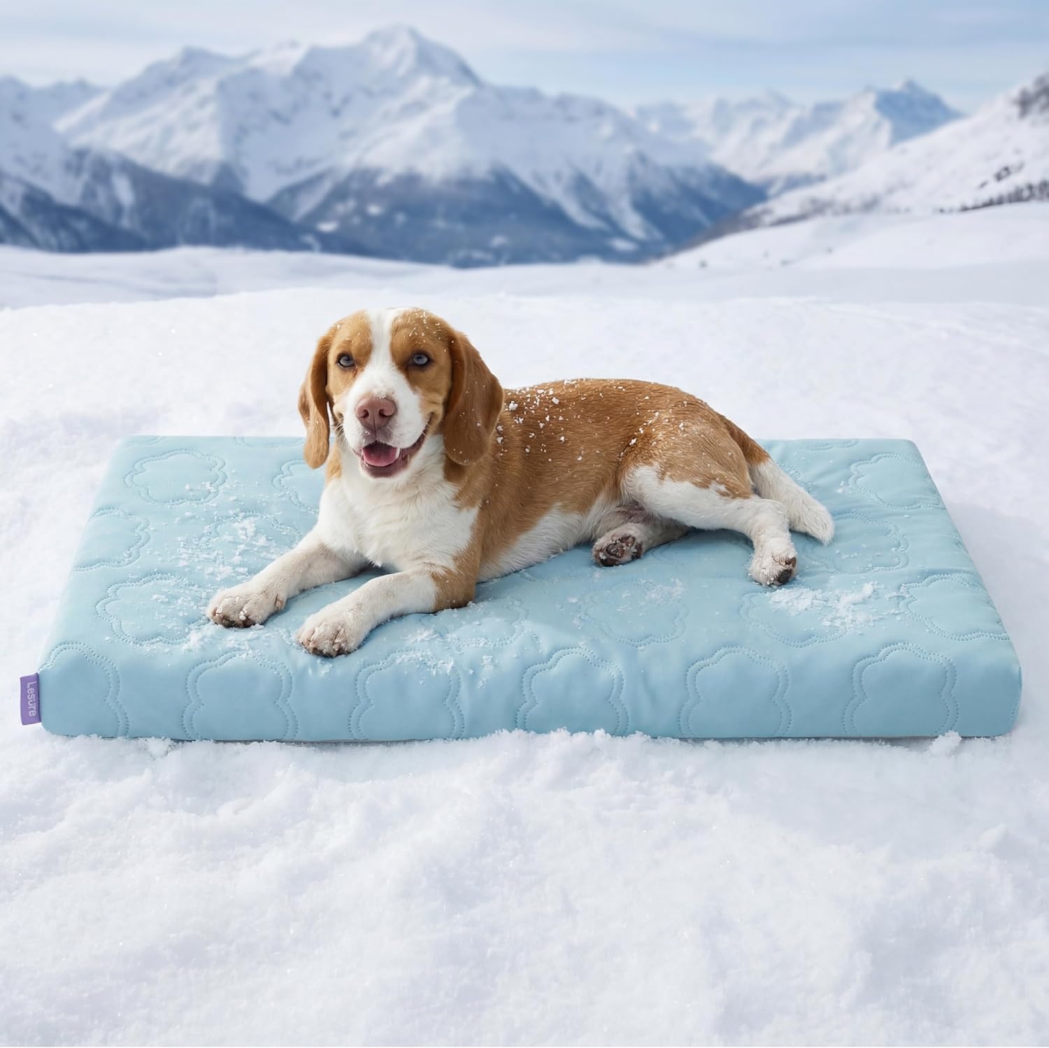 imageLE SURE Cooling Dog Beds Large Sized Dog QMaxgt05 Cooling Mat with Removable Washable Cover Breathable Orthopedic Egg Crate Foam NonSlip Summer Pad for ActiveSeniorLongHaired Pets 35x22 InchCooling Blue