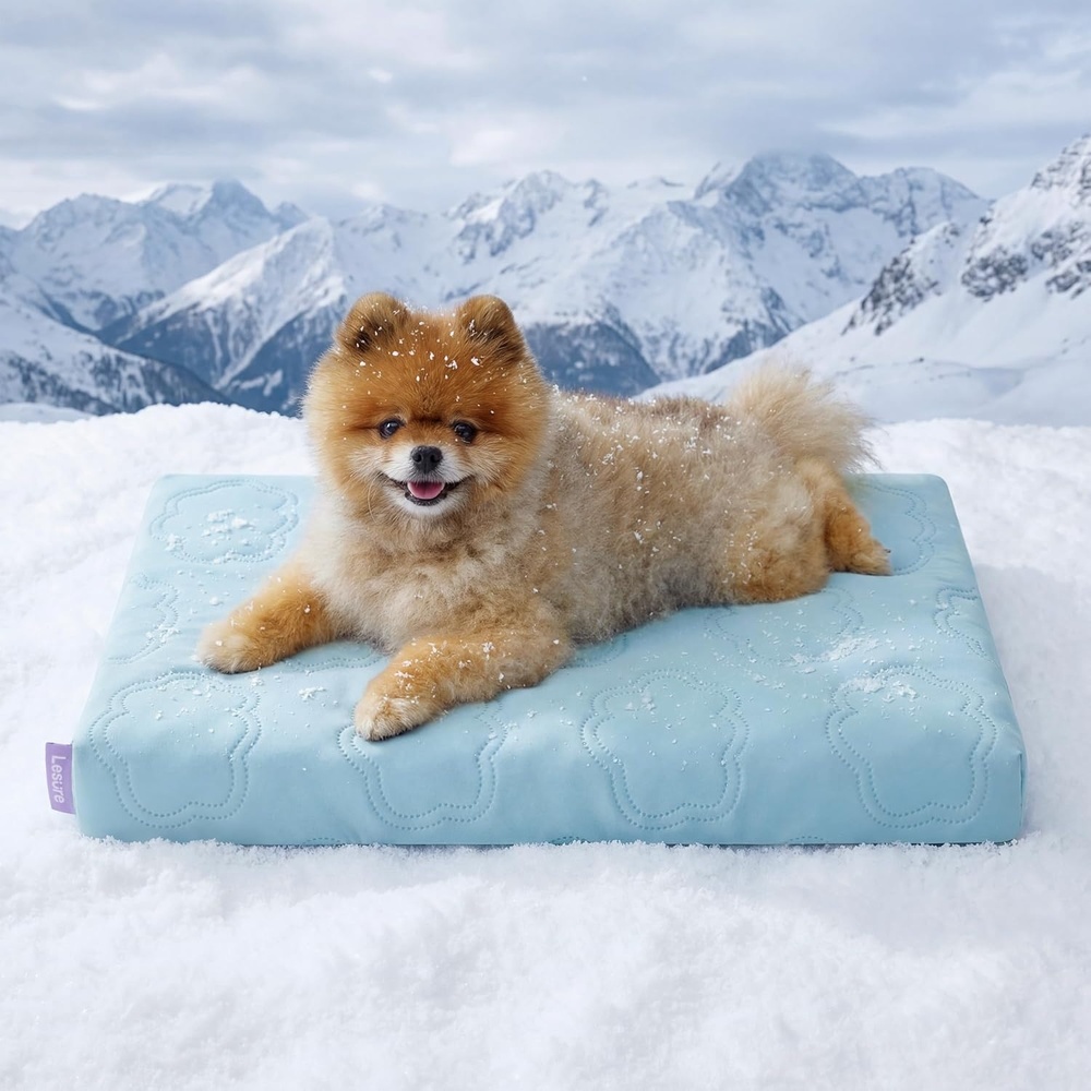 imageLE SURE Cooling Dog Beds Large Sized Dog QMaxgt05 Cooling Mat with Removable Washable Cover Breathable Orthopedic Egg Crate Foam NonSlip Summer Pad for ActiveSeniorLongHaired Pets 35x22 InchCooling Blue