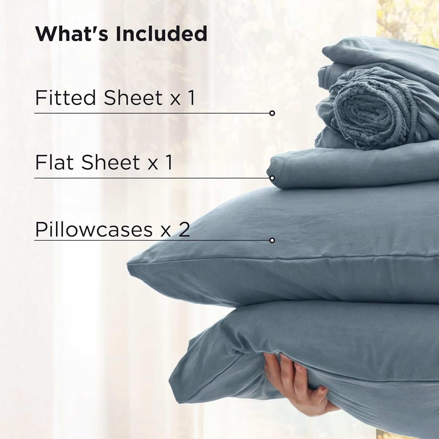 image:imageBedsure Deep Pocket Twin Sheets 4 Piece Prewashed UltraSoft Twin Sheets Set Fits Mattresses Up to 18 Inches Thick Breathable amp Secure Fit Hotel Luxury Bedding Olive GreenDusty Blue