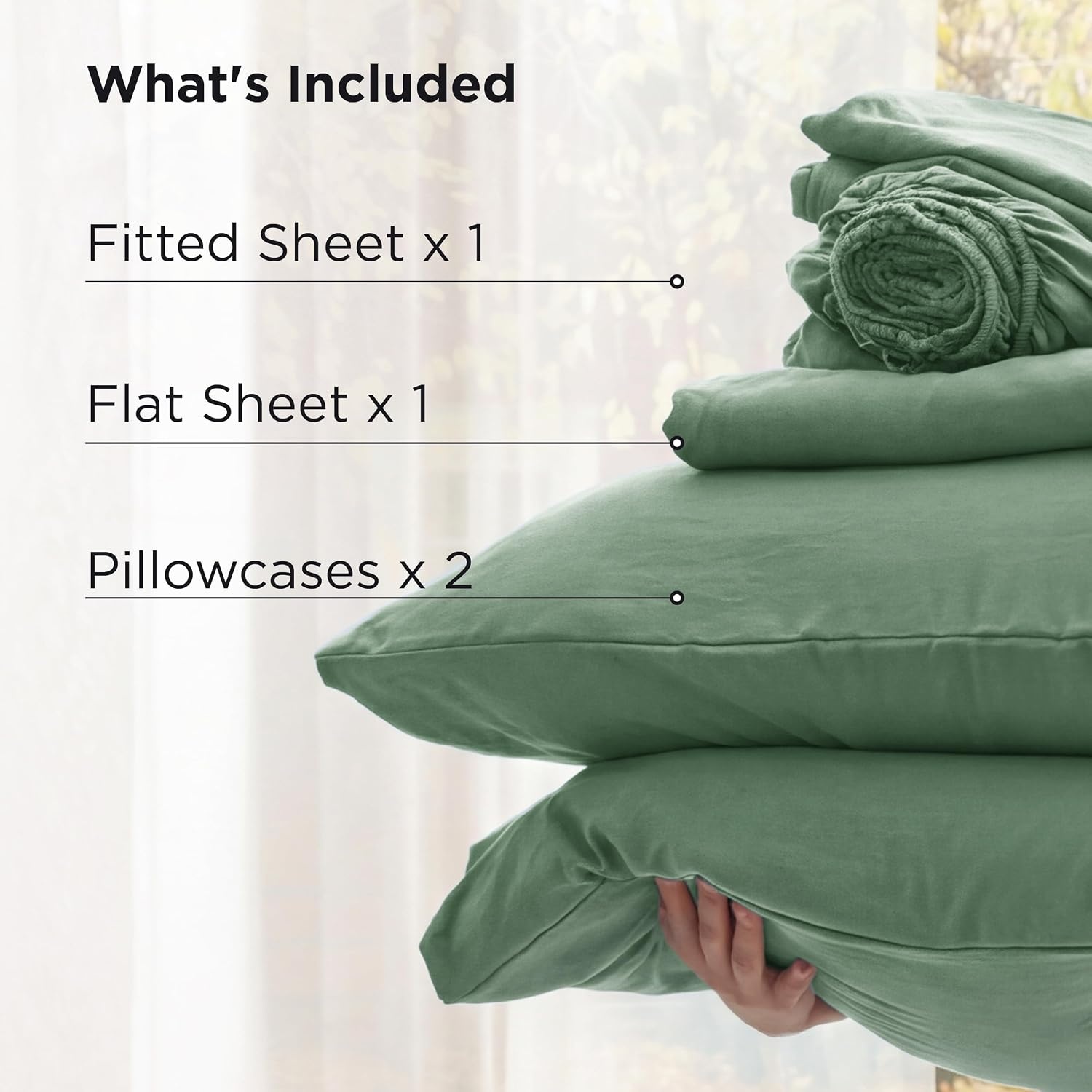image:imageBedsure Deep Pocket Twin Sheets 4 Piece Prewashed UltraSoft Twin Sheets Set Fits Mattresses Up to 18 Inches Thick Breathable amp Secure Fit Hotel Luxury Bedding Olive GreenSage Green