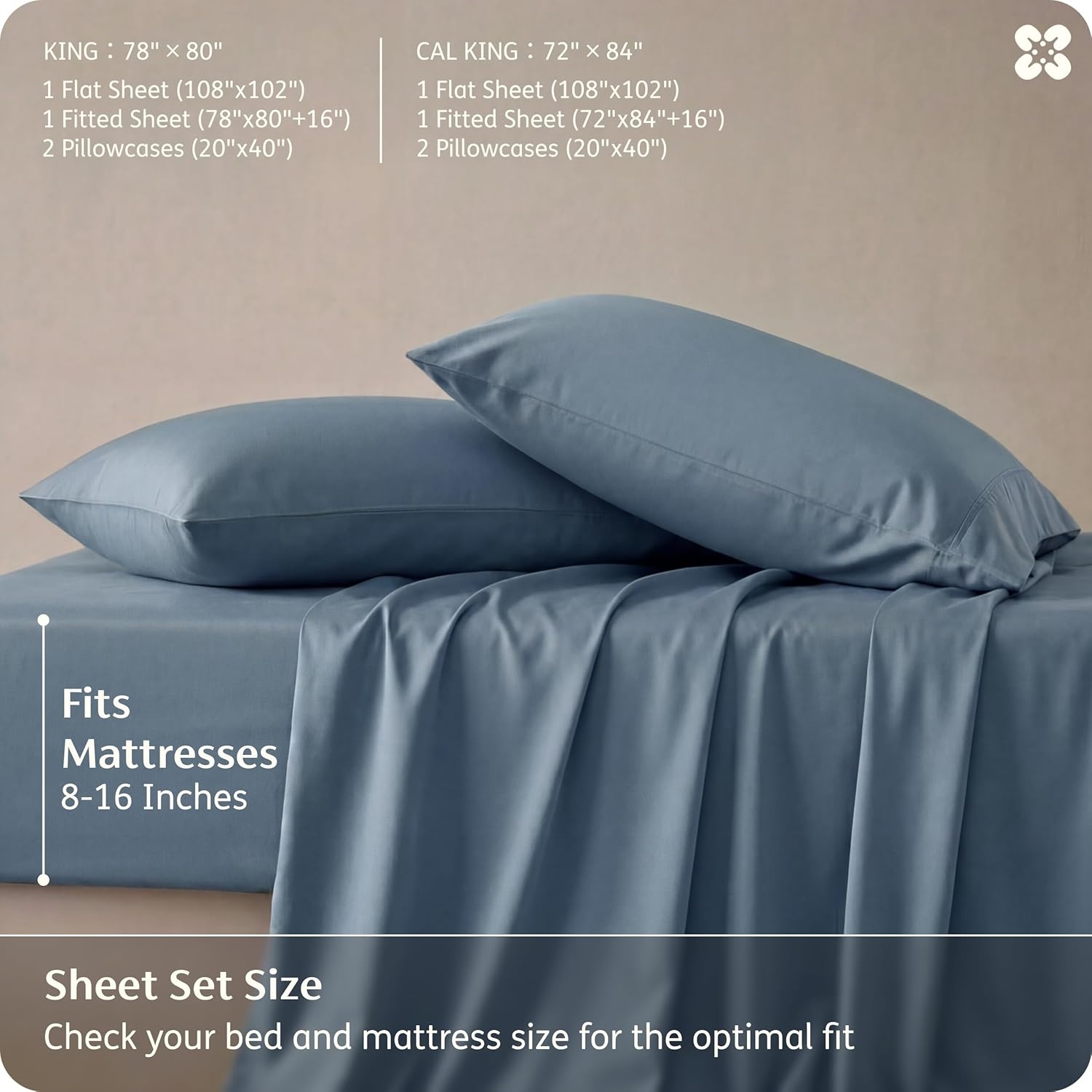image:imageBedsure Queen Sheet Set Rayon Derived from Bamboo Cooling Sheets PureWoven Breathable amp Soft Deep Pocket Up to 16 Inches Hotel Luxury Silky Bedding for Hot Sleepers Coffee05 Dusty Blue