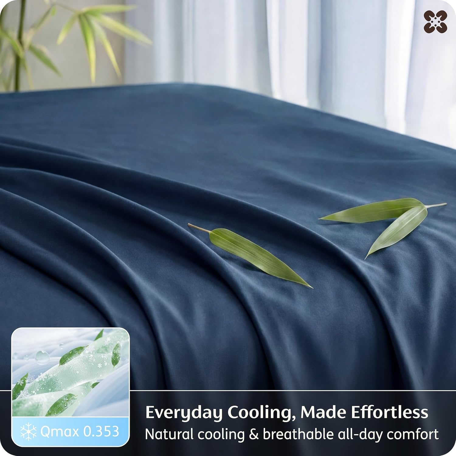 image:imageBedsure Queen Sheet Set Rayon Derived from Bamboo Cooling Sheets PureWoven Breathable amp Soft Deep Pocket Up to 16 Inches Hotel Luxury Silky Bedding for Hot Sleepers Coffee07 Navy
