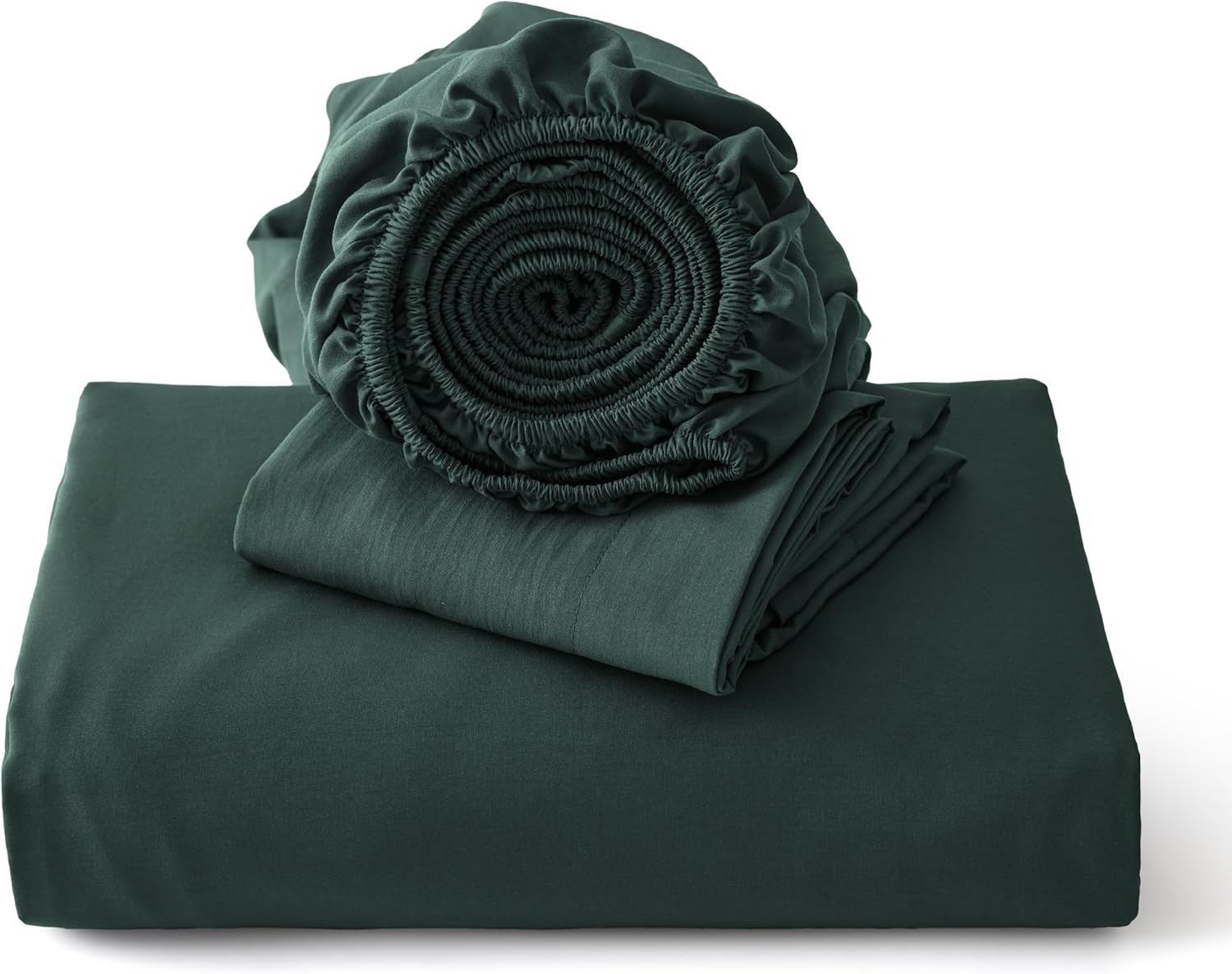 image:imageBedsure Duvet Cover Queen Size with Fitted Sheet 4 Pieces Prewashed Polyester Soft Bedding Set Includes 1 Duvet Cover 90x90 with Zipper Closure 2 Pillow Shams 1 Fitted Sheet Bright White01 Forest Green No Comforter