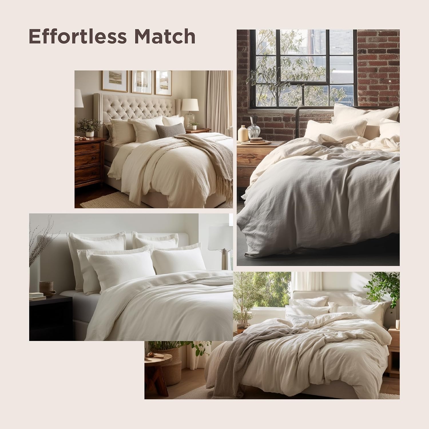 image:imageBedsure Duvet Cover Queen Size with Fitted Sheet 4 Pieces Prewashed Polyester Soft Bedding Set Includes 1 Duvet Cover 90x90 with Zipper Closure 2 Pillow Shams 1 Fitted Sheet Bright White19 Taupe No Comforter